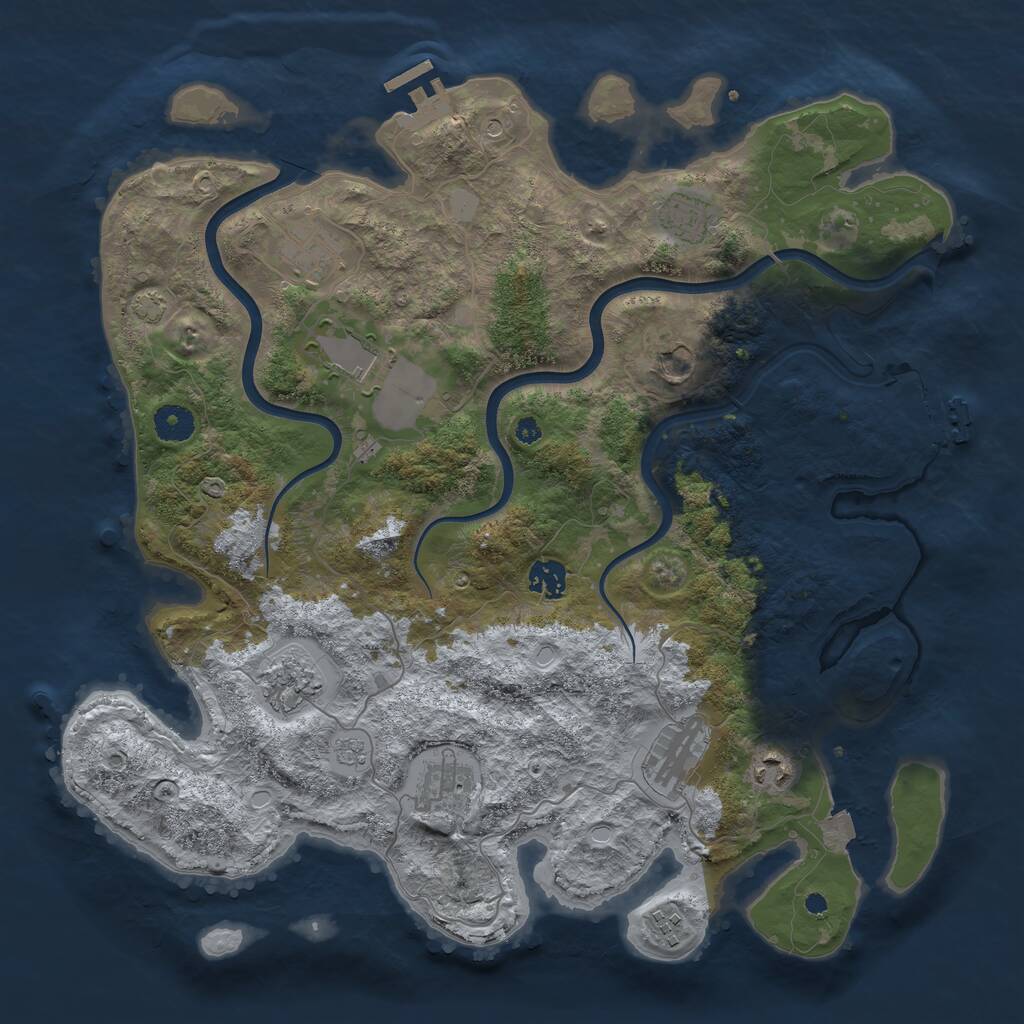 Rust Map: Procedural Map, Size: 3950, Seed: 1817855878, 16 Monuments
