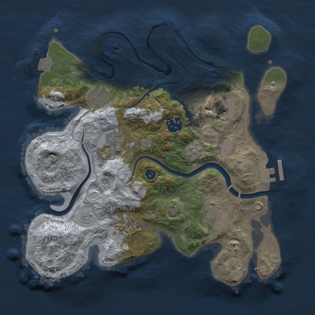 Rust Map: Procedural Map, Size: 3000, Seed: 1222, 12 Monuments