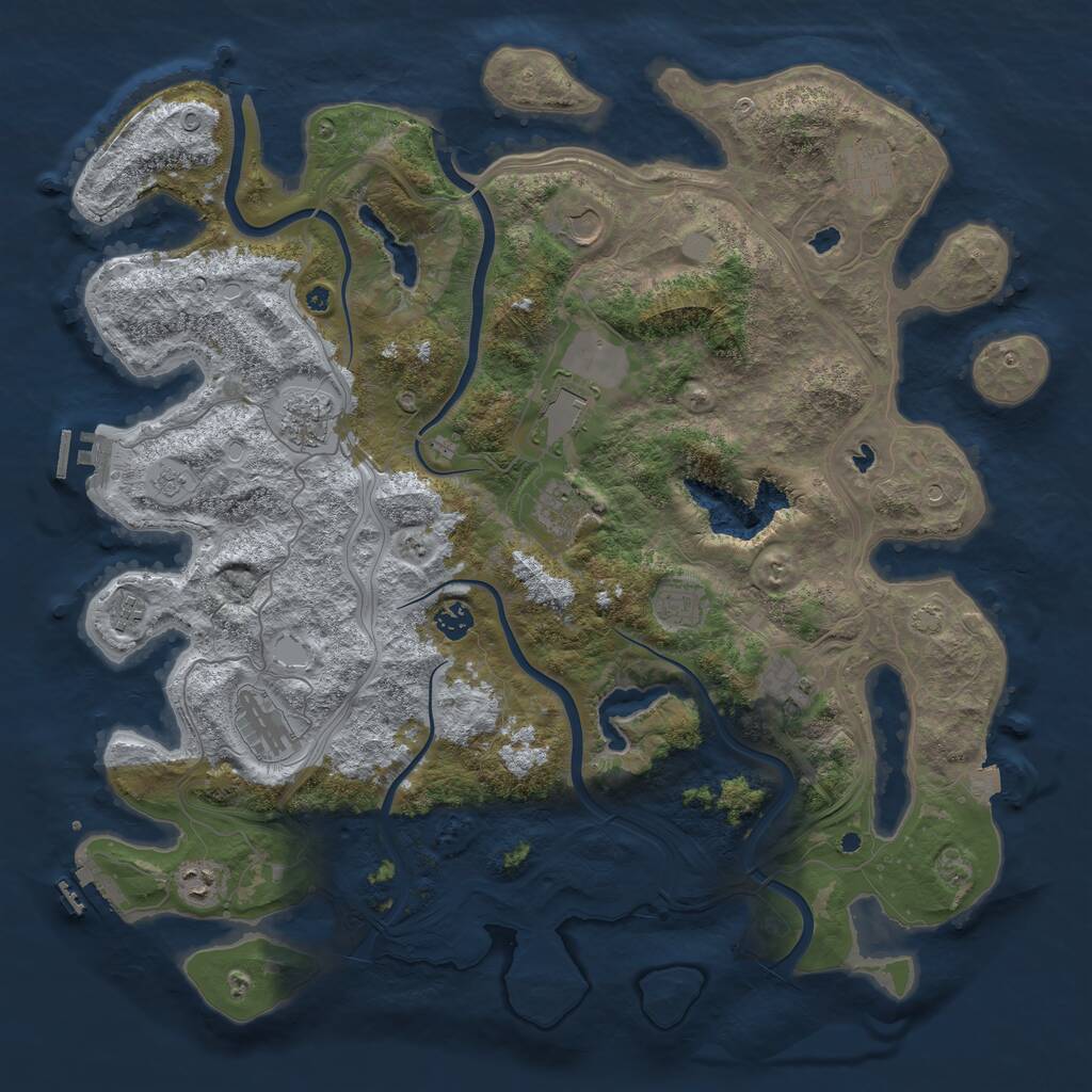 Rust Map: Procedural Map, Size: 4500, Seed: 881395468, 17 Monuments