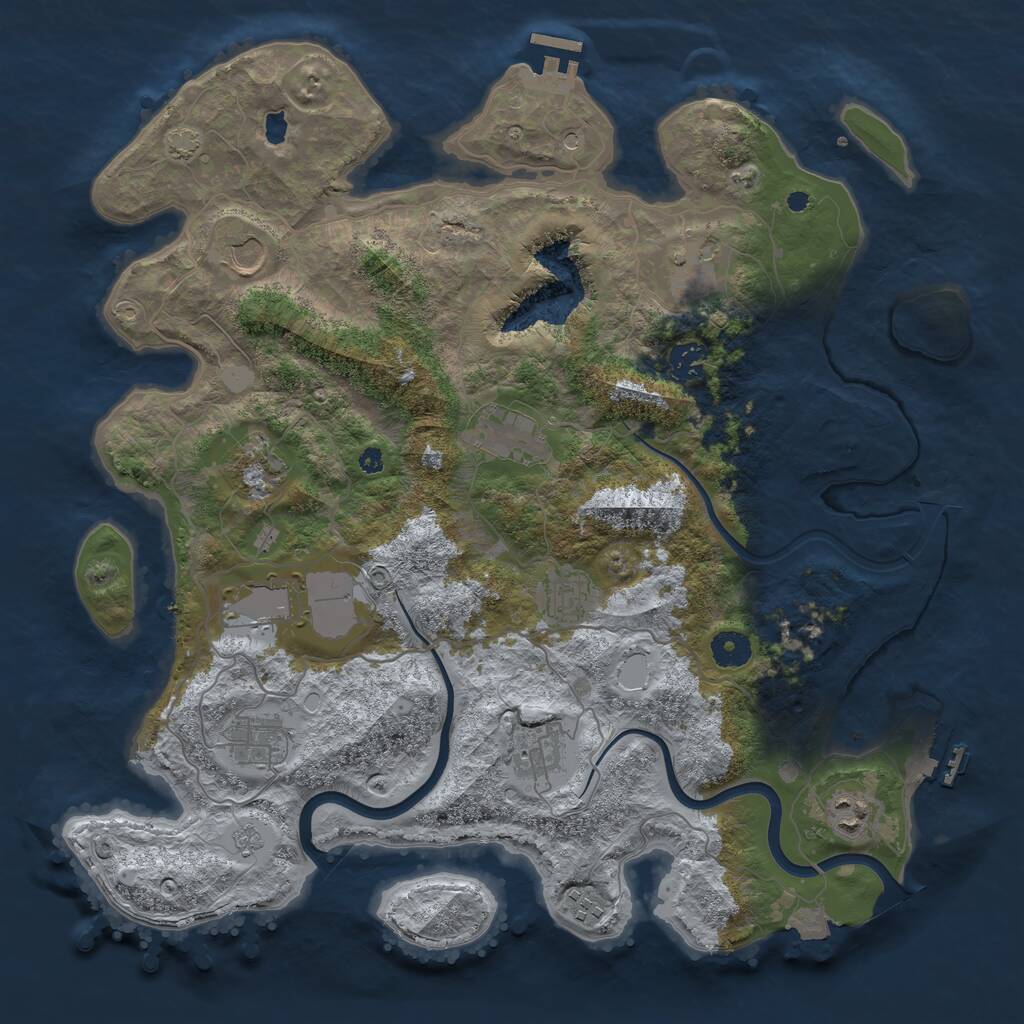Rust Map: Procedural Map, Size: 4000, Seed: 922954143, 17 Monuments