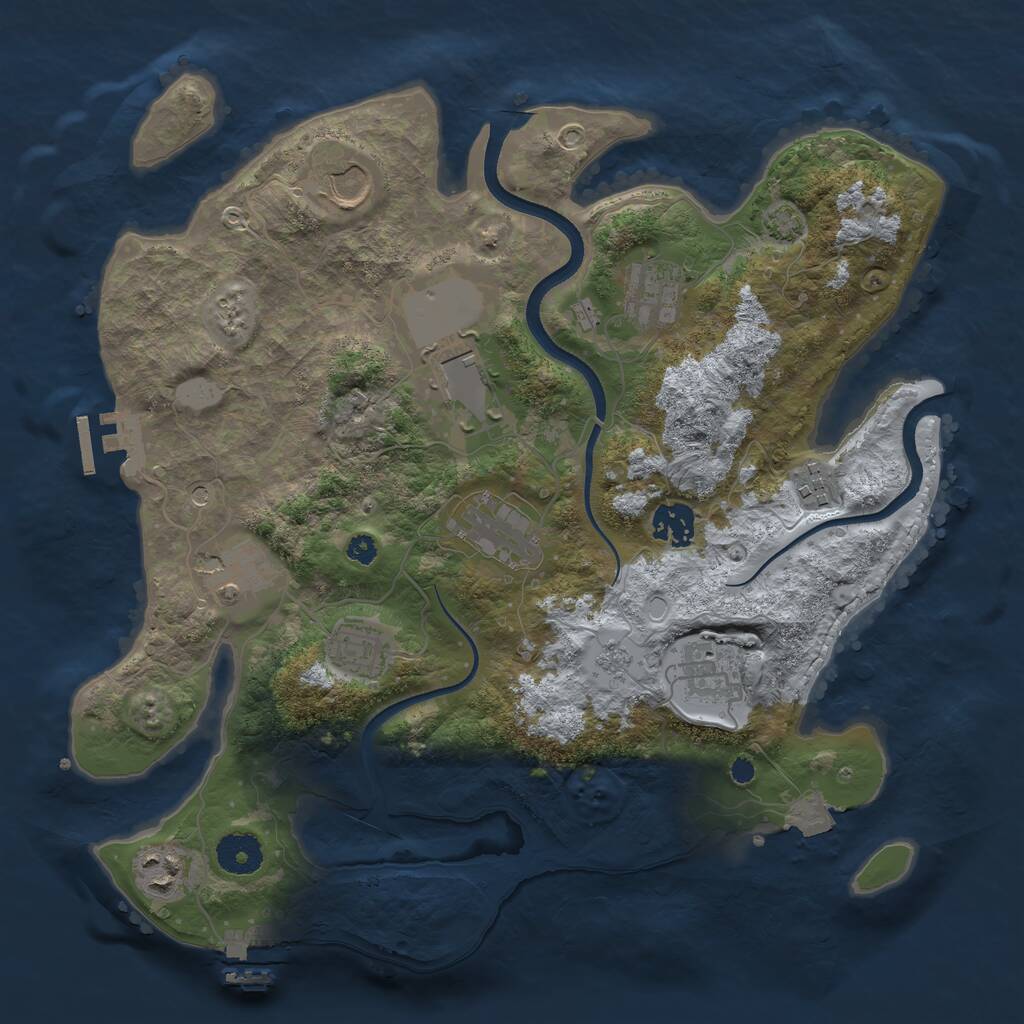 Rust Map: Procedural Map, Size: 3500, Seed: 2023950526, 16 Monuments