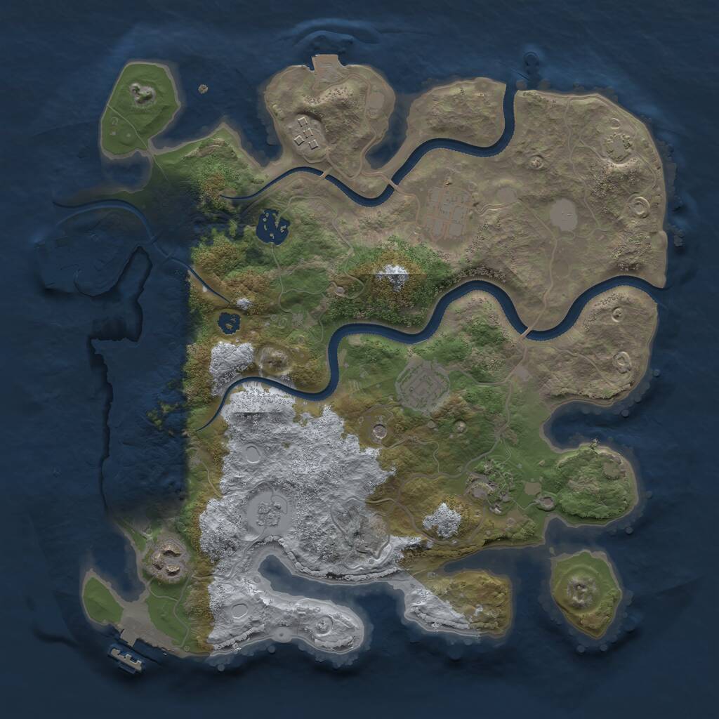 Rust Map: Procedural Map, Size: 3200, Seed: 1778511666, 12 Monuments