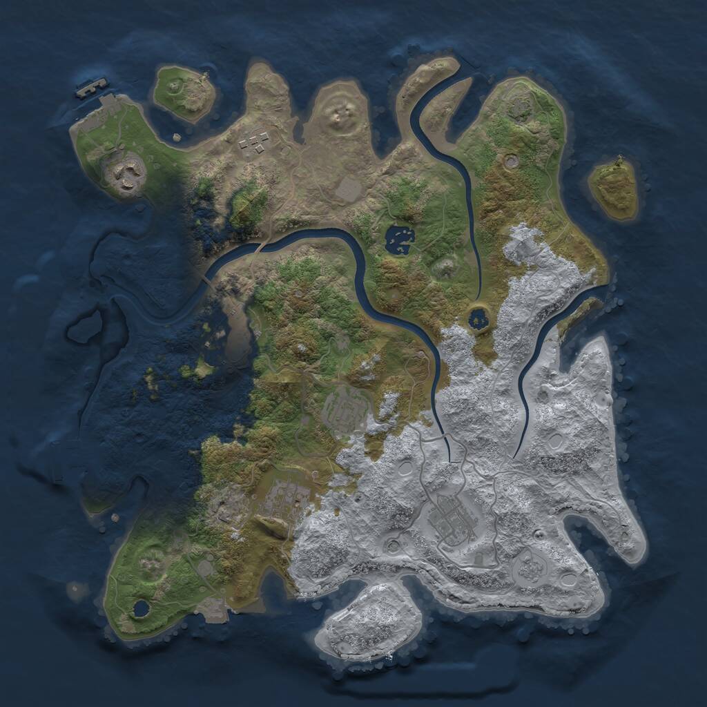 Rust Map: Procedural Map, Size: 3500, Seed: 393166798, 13 Monuments