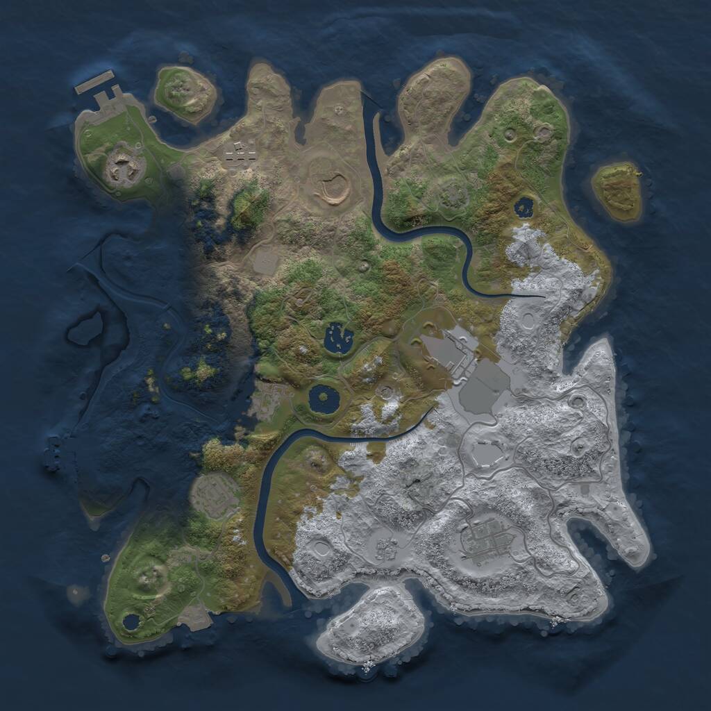 Rust Map: Procedural Map, Size: 3500, Seed: 393166798, 14 Monuments