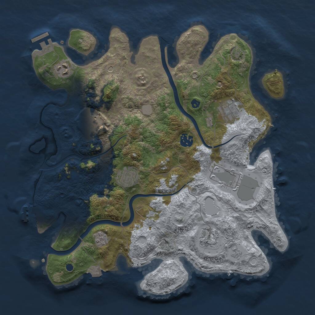 Rust Map: Procedural Map, Size: 3500, Seed: 393166798, 14 Monuments