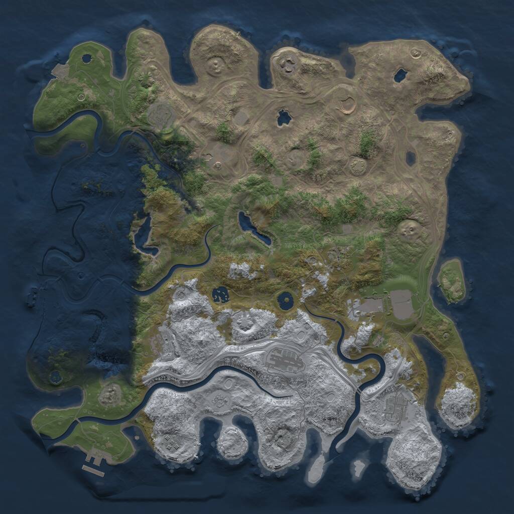 Rust Map: Procedural Map, Size: 4500, Seed: 1206283010, 17 Monuments