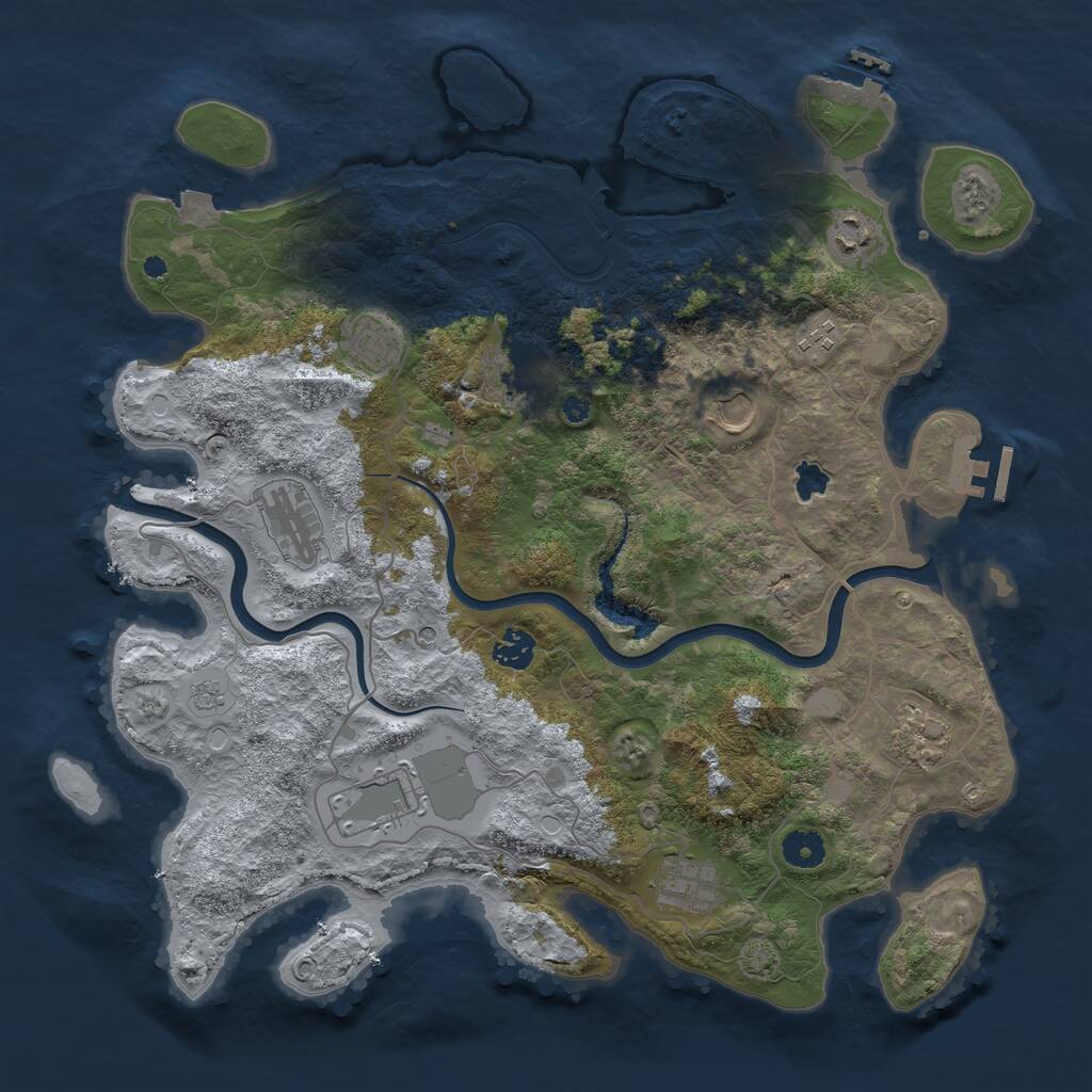 Rust Map: Procedural Map, Size: 4000, Seed: 364264321, 16 Monuments