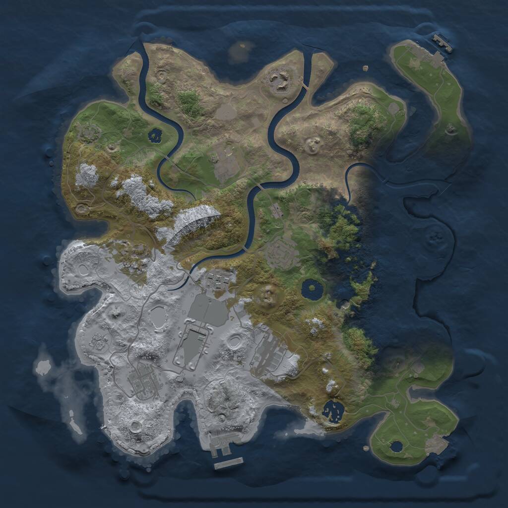 Rust Map: Procedural Map, Size: 3500, Seed: 409705755, 15 Monuments