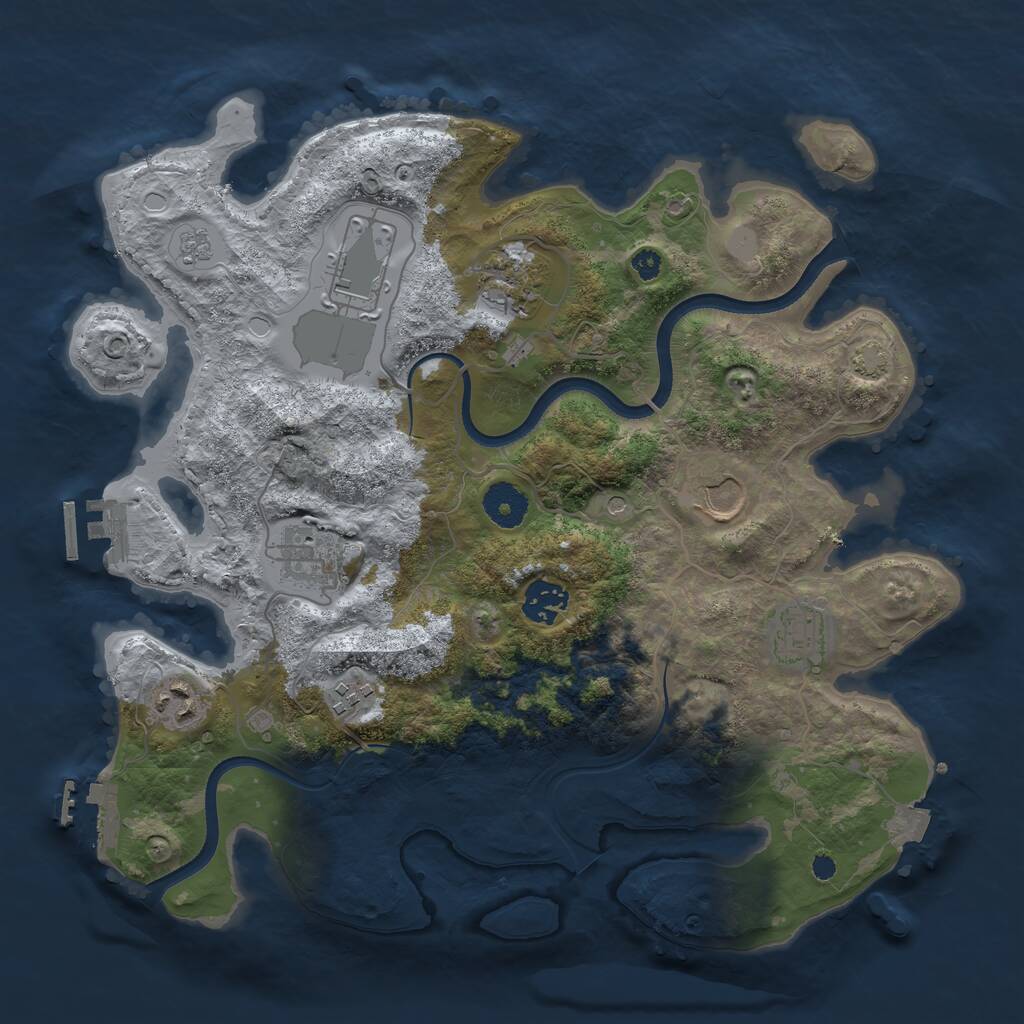 Rust Map: Procedural Map, Size: 3500, Seed: 704748906, 14 Monuments