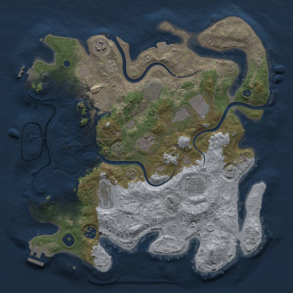 Rust Map: Procedural Map, Size: 3650, Seed: 11837944, 15 Monuments