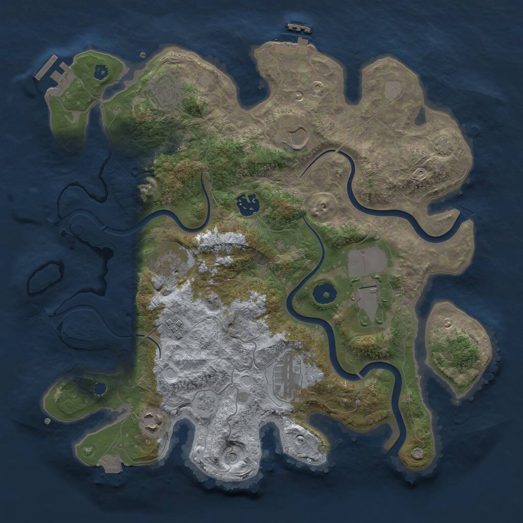 Rust Map: Procedural Map, Size: 3500, Seed: 2012322573, 14 Monuments