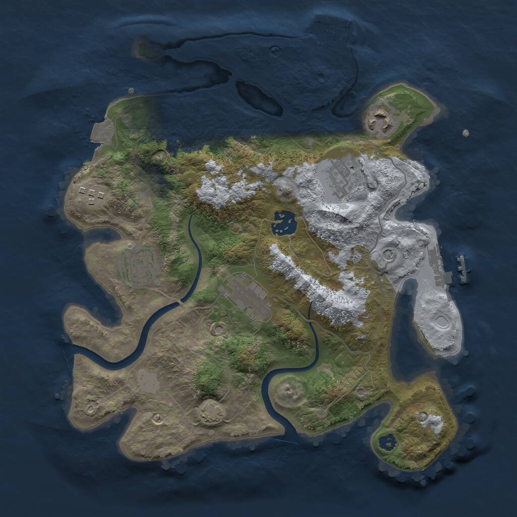 Rust Map: Procedural Map, Size: 3000, Seed: 399065166, 11 Monuments
