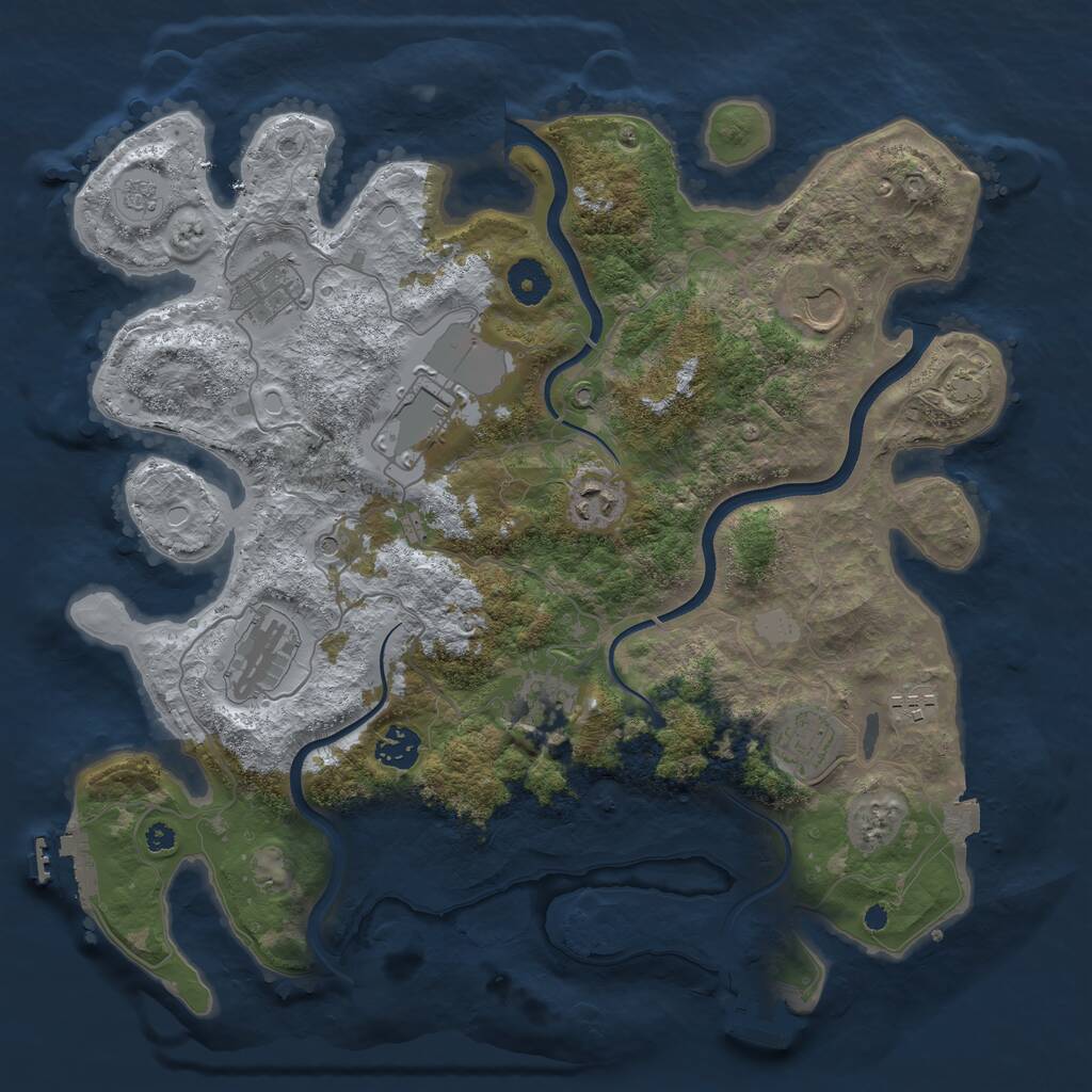 Rust Map: Procedural Map, Size: 3750, Seed: 1225439674, 15 Monuments
