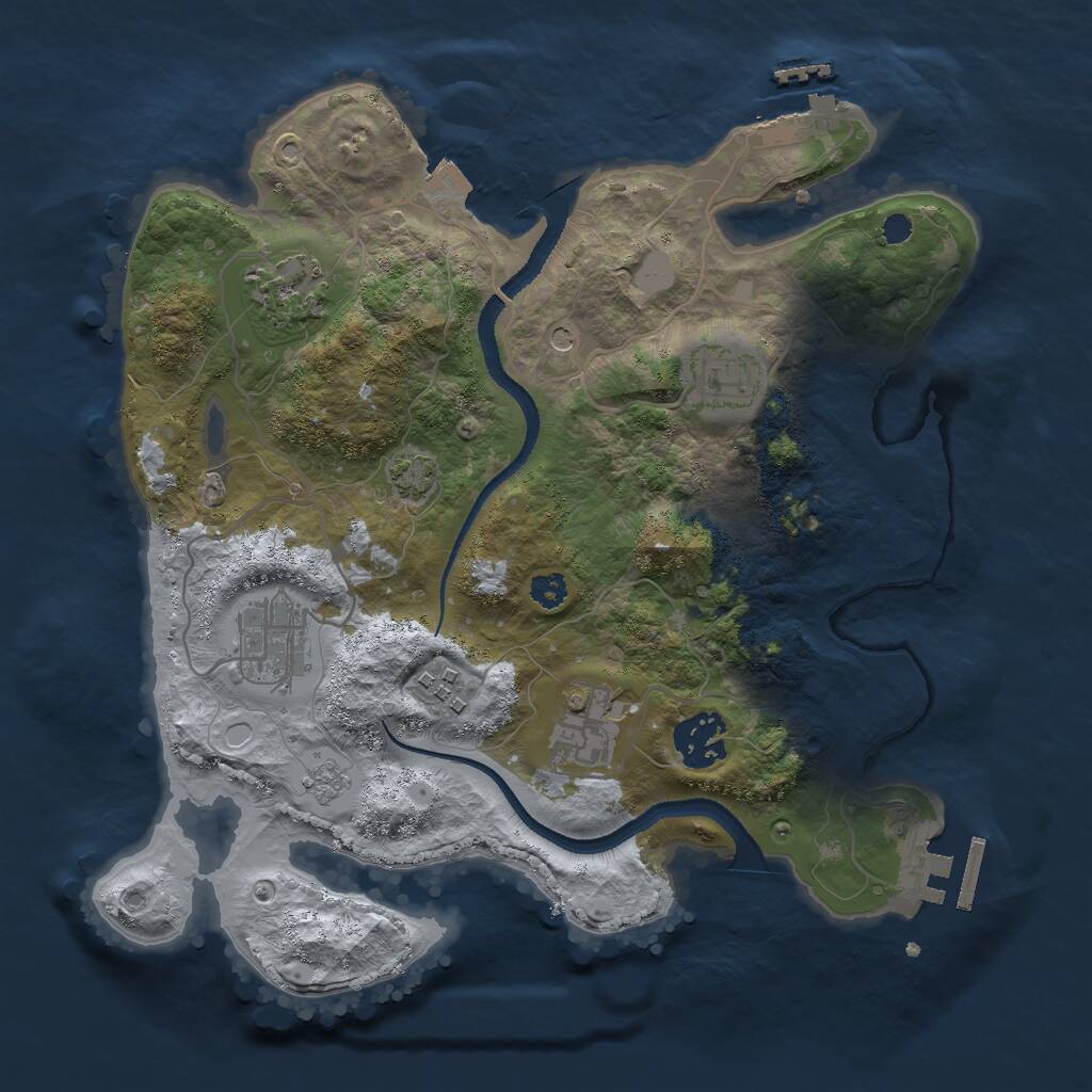 Rust Map: Procedural Map, Size: 3000, Seed: 5040, 12 Monuments