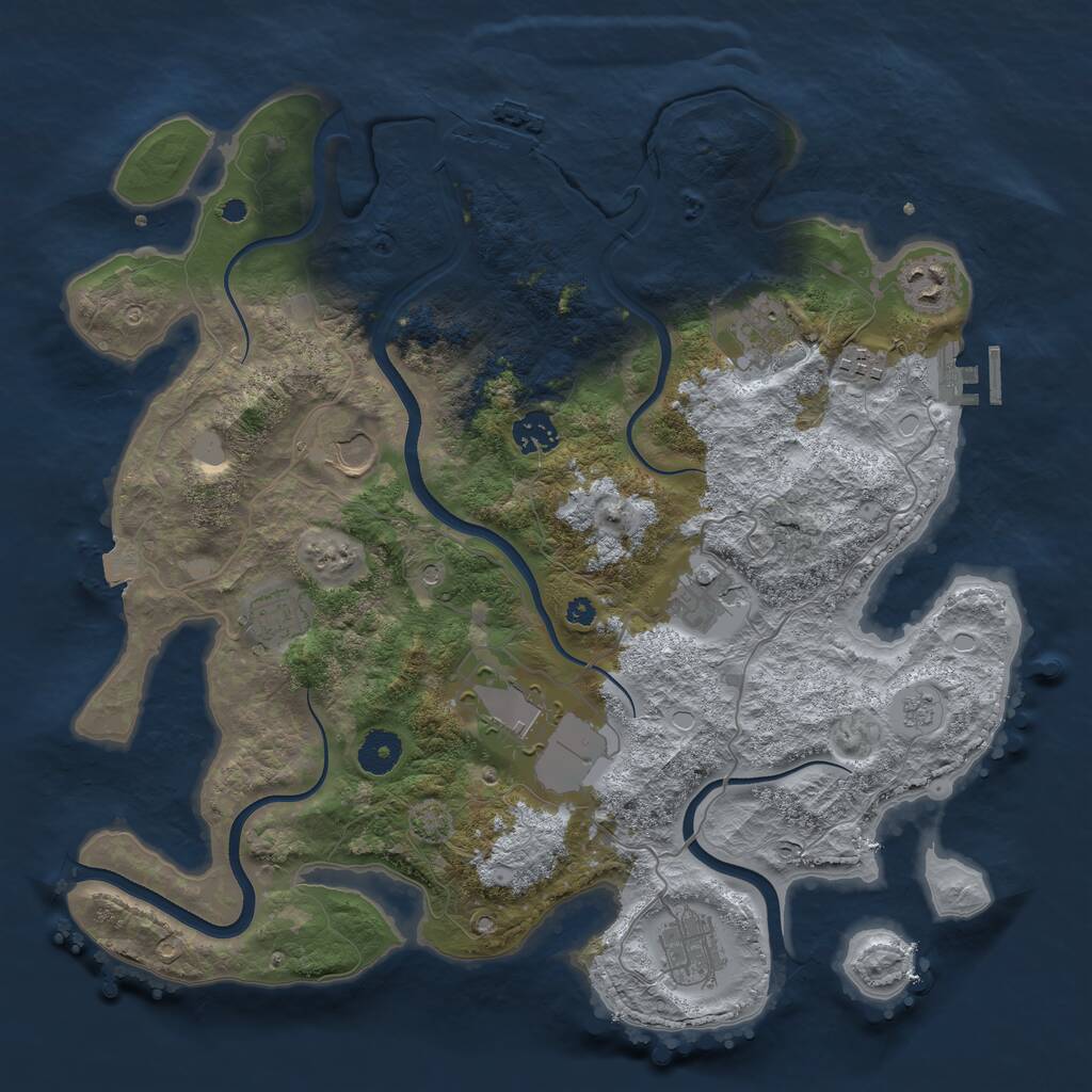 Rust Map: Procedural Map, Size: 3750, Seed: 1418657880, 15 Monuments