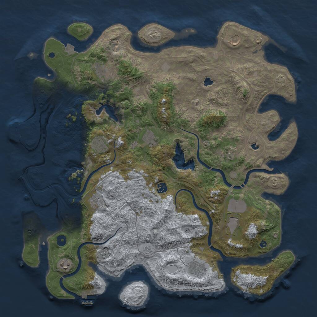 Rust Map: Procedural Map, Size: 4500, Seed: 614281976, 17 Monuments