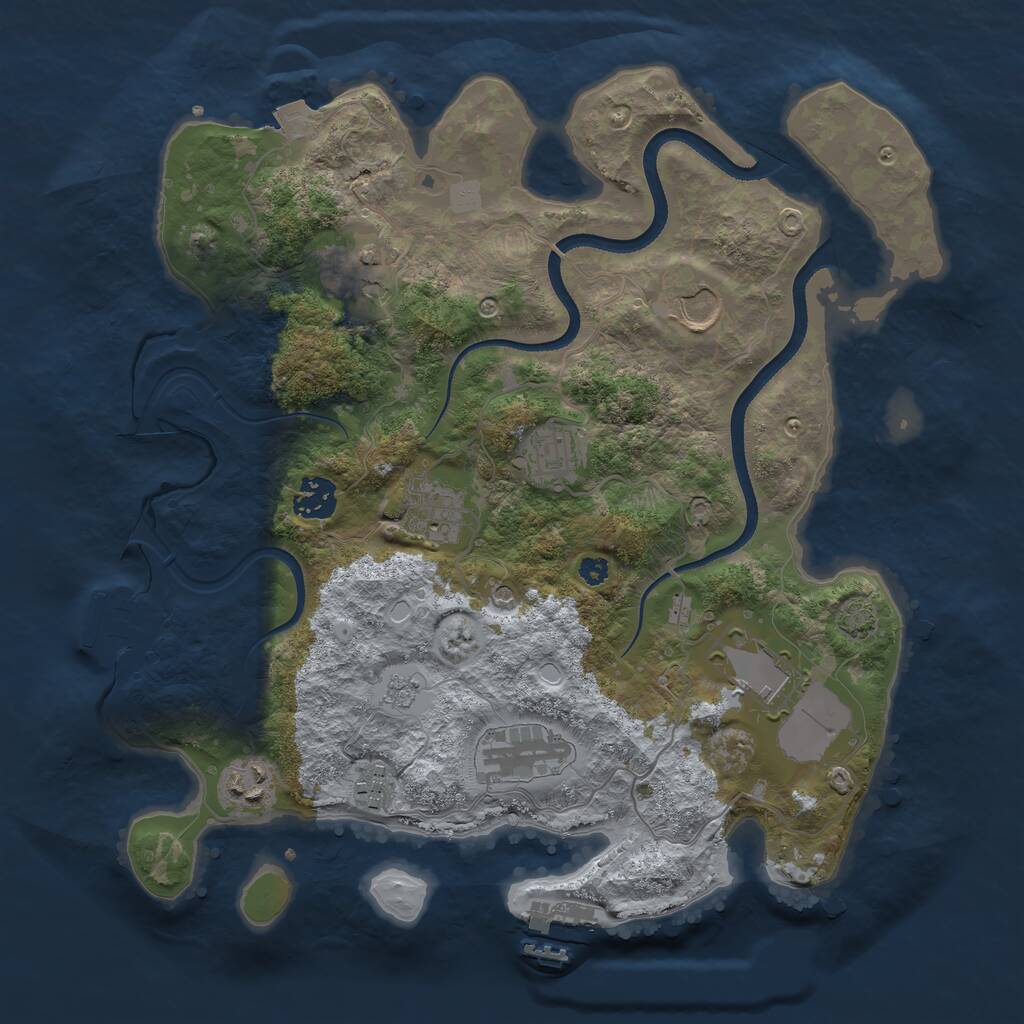 Rust Map: Procedural Map, Size: 3500, Seed: 587939677, 15 Monuments