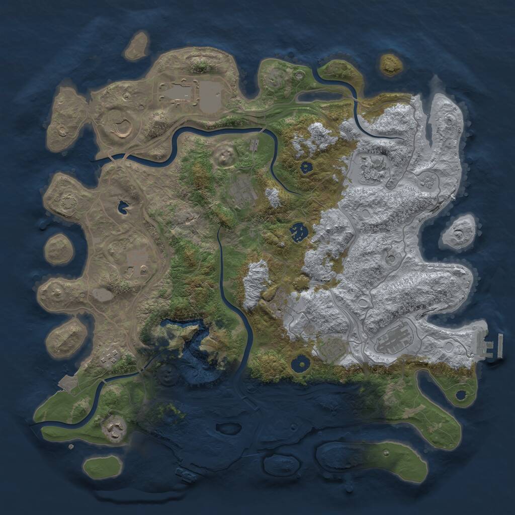 Rust Map: Procedural Map, Size: 4250, Seed: 687991786, 17 Monuments