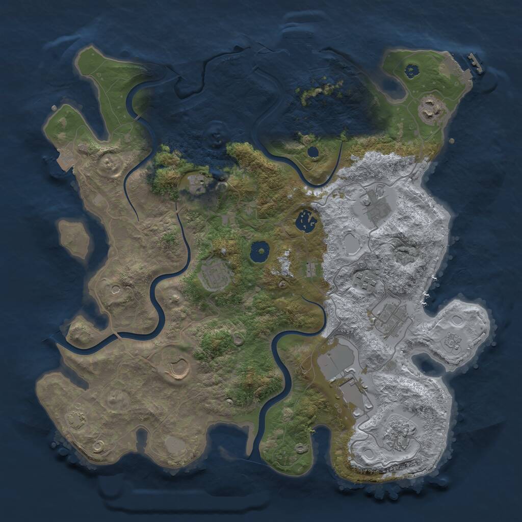 Rust Map: Procedural Map, Size: 3750, Seed: 1608963265, 16 Monuments