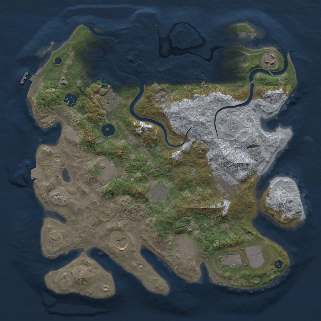 Rust Map: Procedural Map, Size: 3750, Seed: 847585766, 16 Monuments