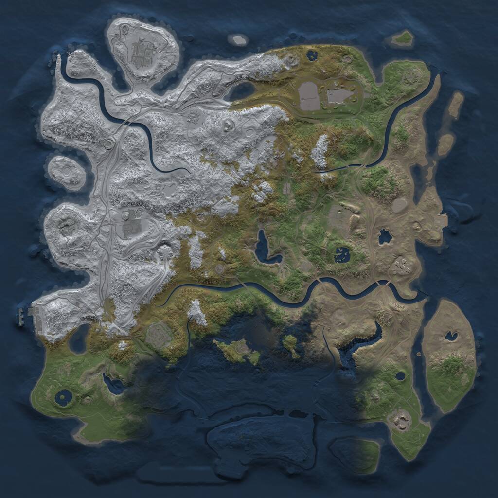 Rust Map: Procedural Map, Size: 4500, Seed: 13263952, 16 Monuments
