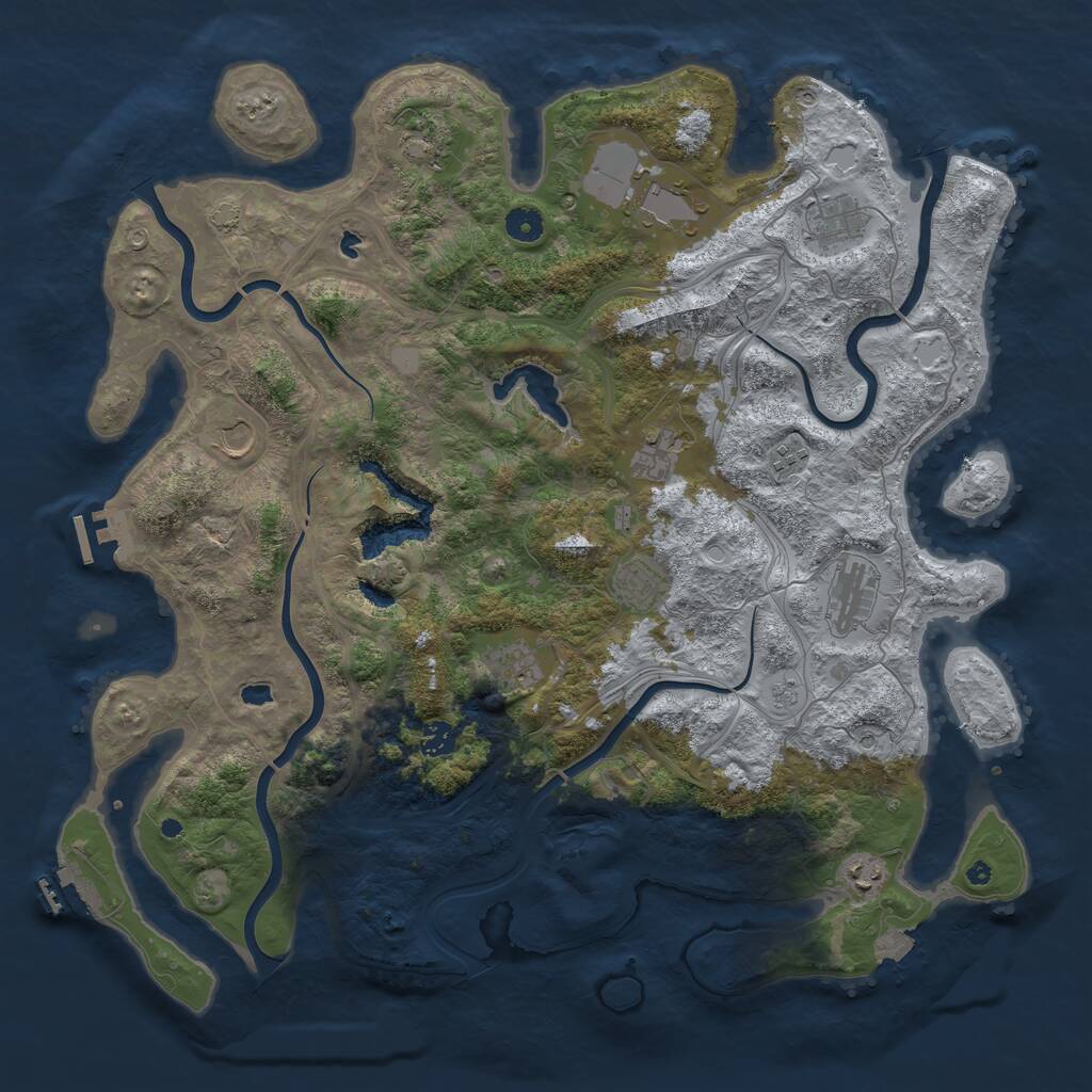 Rust Map: Procedural Map, Size: 4500, Seed: 722281764, 17 Monuments