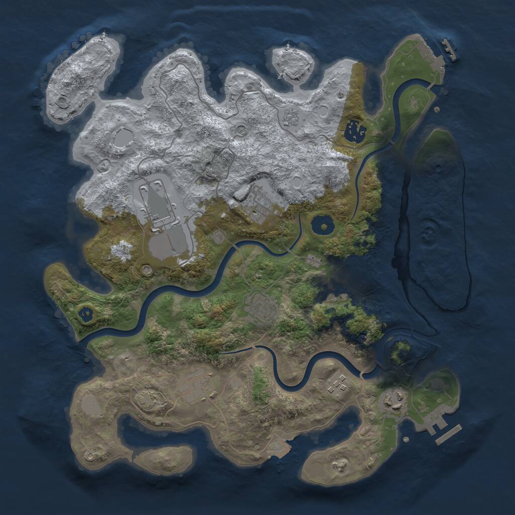 Rust Map: Procedural Map, Size: 3500, Seed: 13440596, 14 Monuments