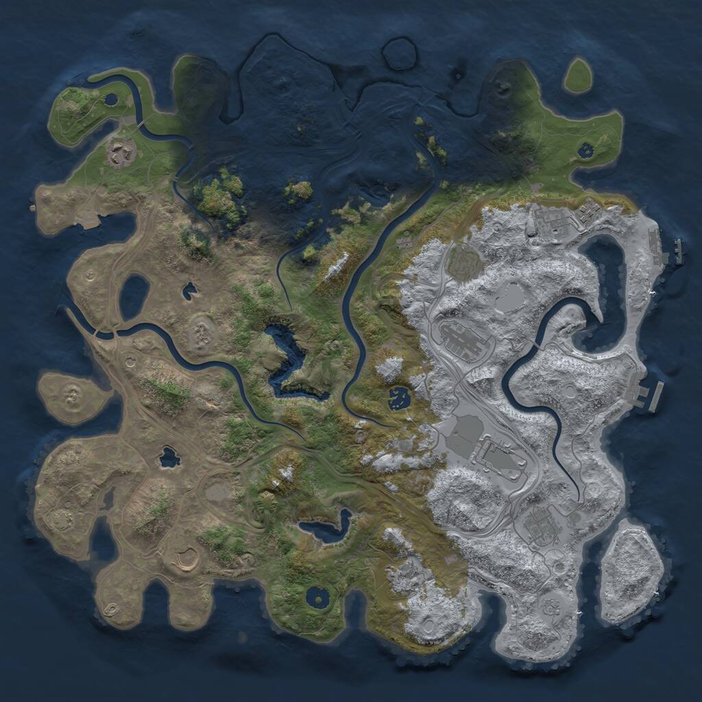 Rust Map: Procedural Map, Size: 4500, Seed: 874140841, 16 Monuments