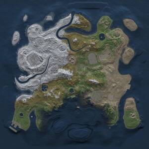 Thumbnail Rust Map: Procedural Map, Size: 3500, Seed: 681902222, 11 Monuments