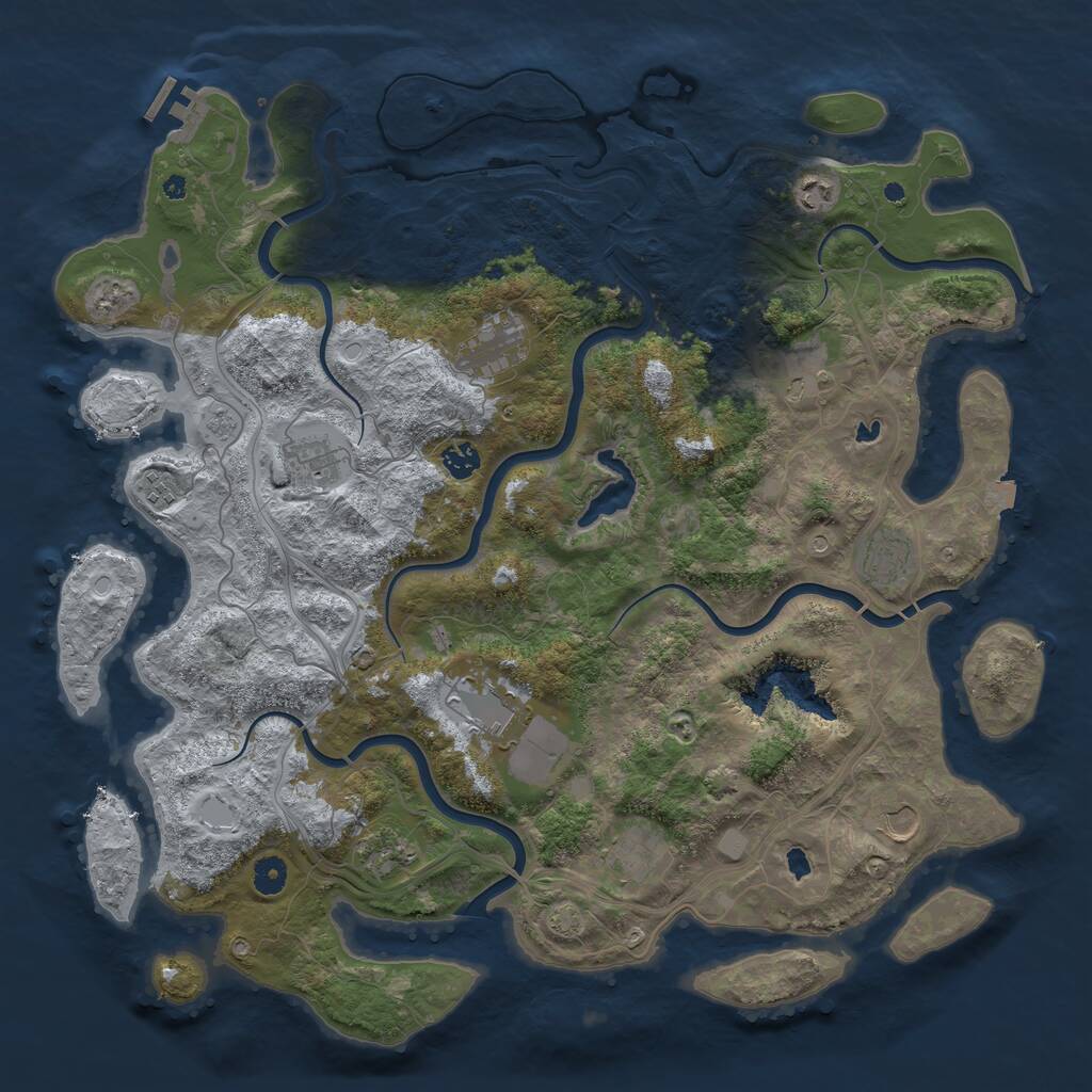 Rust Map: Procedural Map, Size: 4500, Seed: 1683399568, 16 Monuments