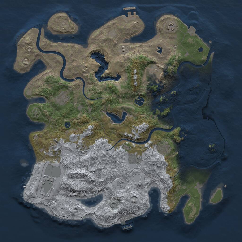 Rust Map: Procedural Map, Size: 4000, Seed: 1375025172, 15 Monuments
