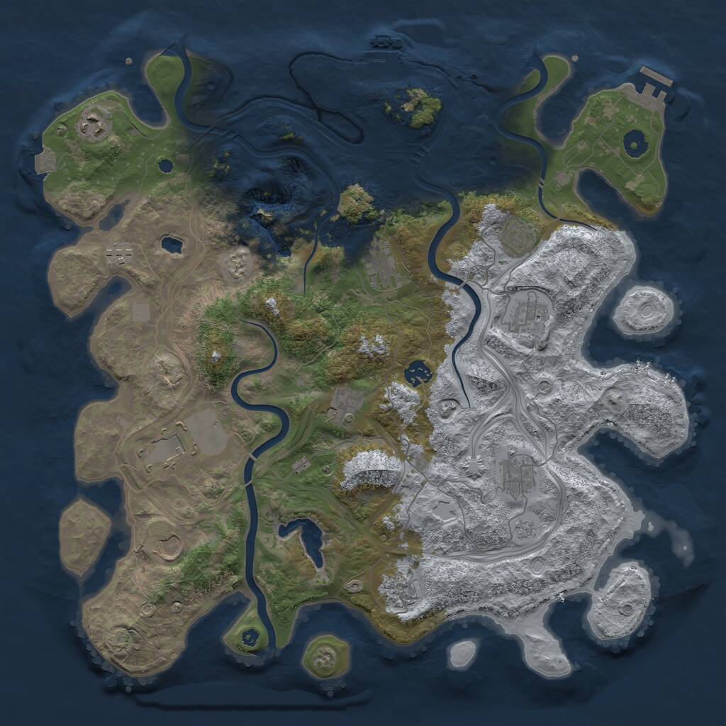 Rust Map: Procedural Map, Size: 4250, Seed: 640470528, 17 Monuments