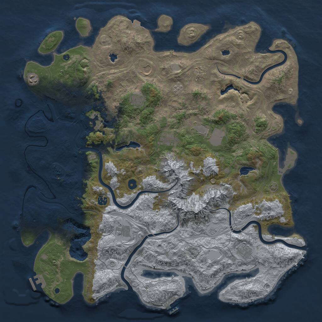 Rust Map: Procedural Map, Size: 5000, Seed: 1135, 17 Monuments