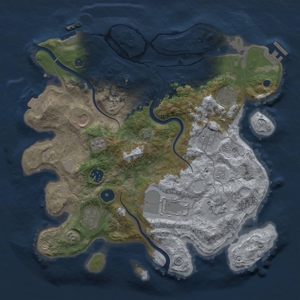 Rust Map: Procedural Map, Size: 3500, Seed: 1805649768, 14 Monuments