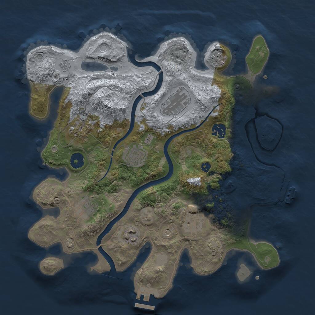 Rust Map: Procedural Map, Size: 3200, Seed: 2064150411, 14 Monuments