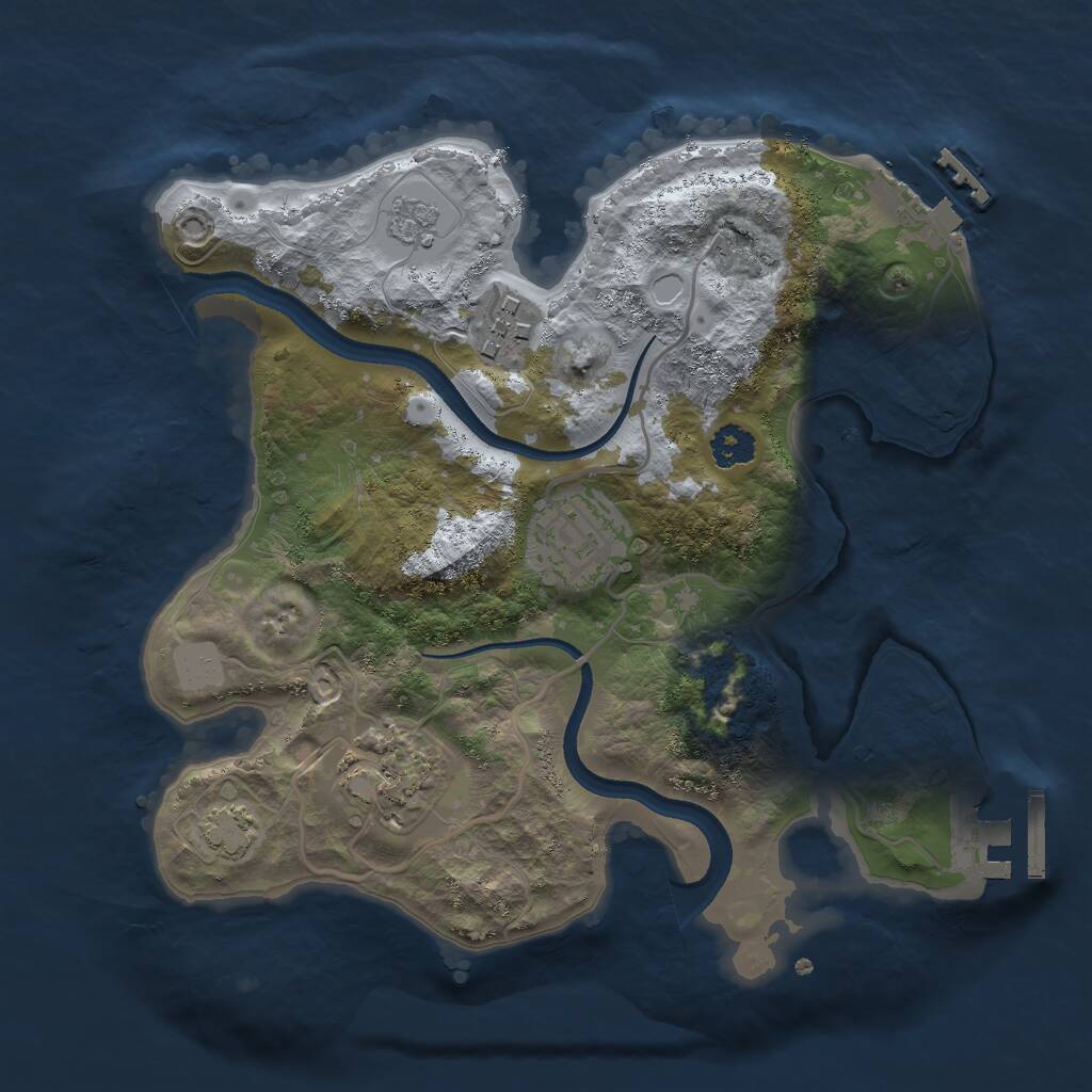 Rust Map: Procedural Map, Size: 2500, Seed: 1251346585, 8 Monuments