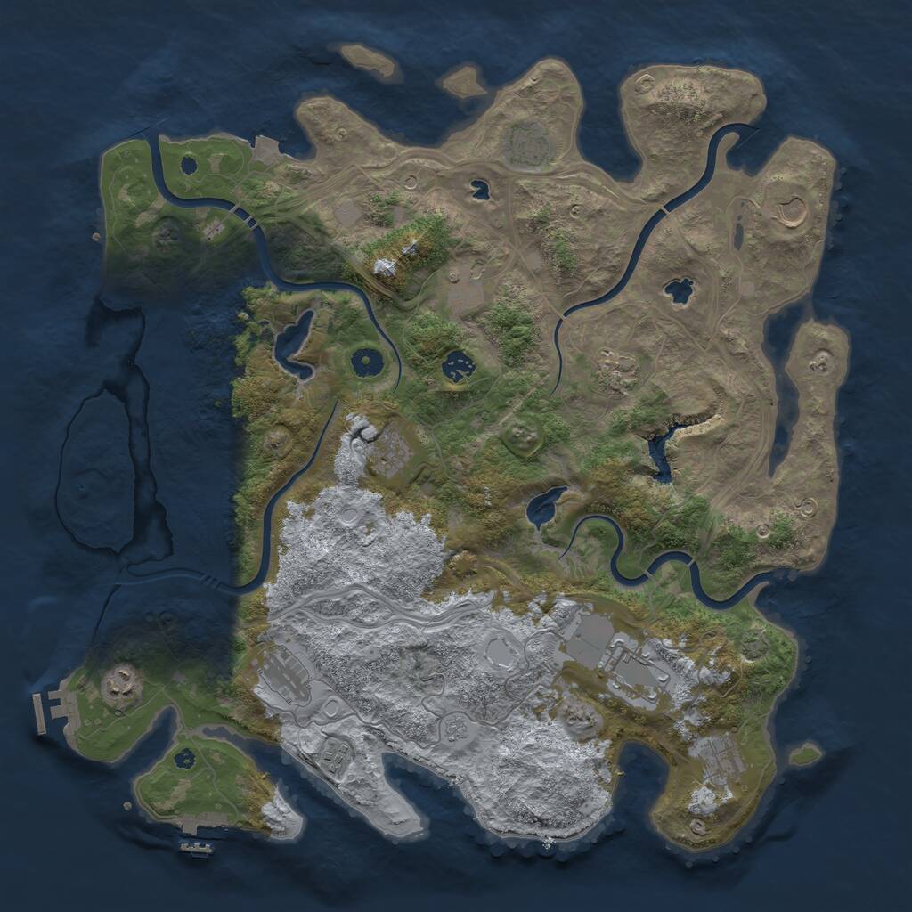 Rust Map: Procedural Map, Size: 4500, Seed: 1034310368, 17 Monuments