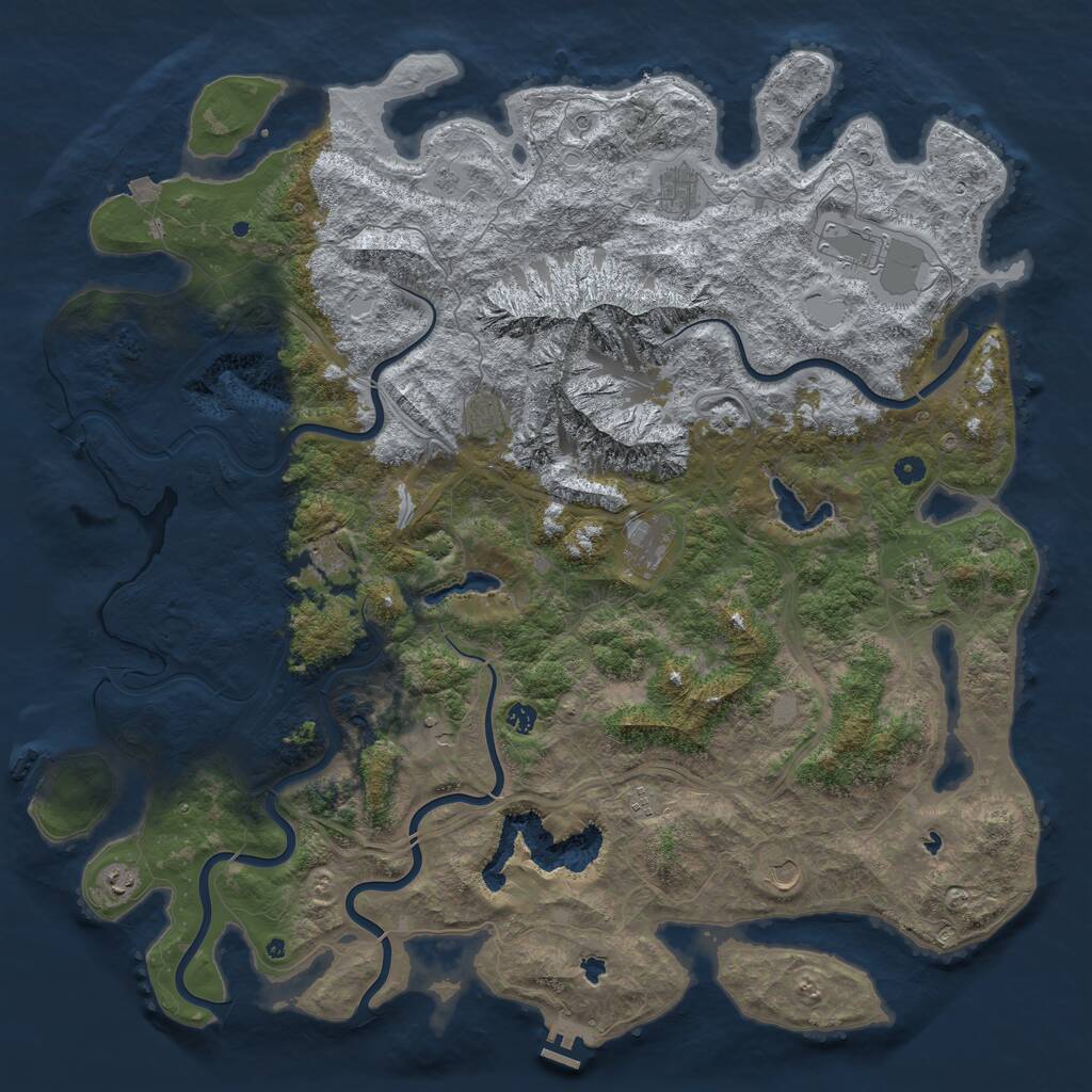 Rust Map: Procedural Map, Size: 5500, Seed: 1992748533, 17 Monuments
