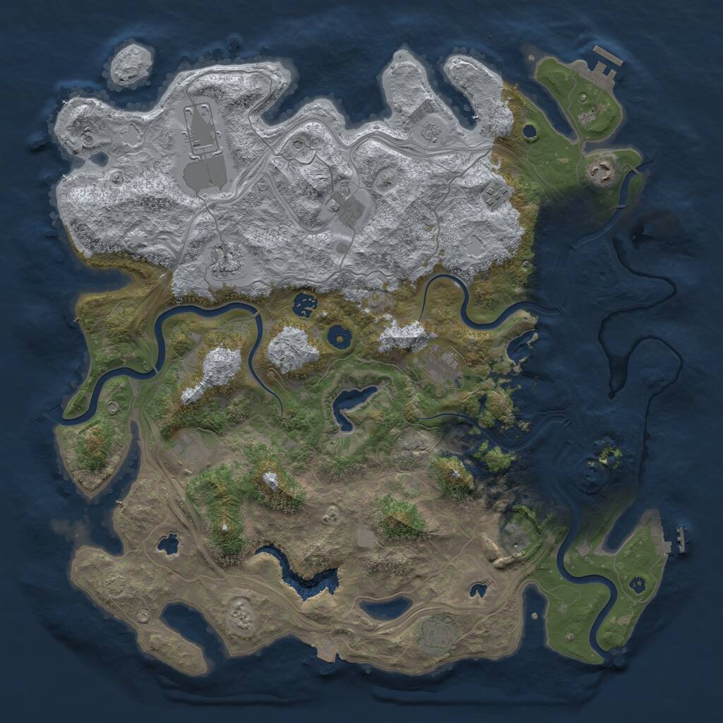 Rust Map: Procedural Map, Size: 4500, Seed: 860125784, 16 Monuments