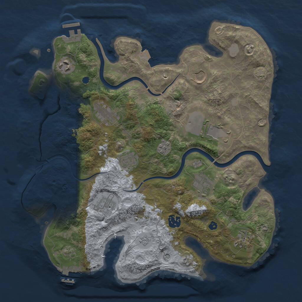 Rust Map: Procedural Map, Size: 3500, Seed: 578369846, 16 Monuments