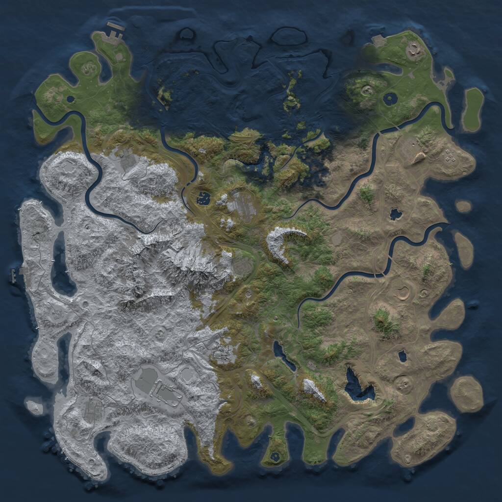 Rust Map: Procedural Map, Size: 5500, Seed: 250362858, 17 Monuments