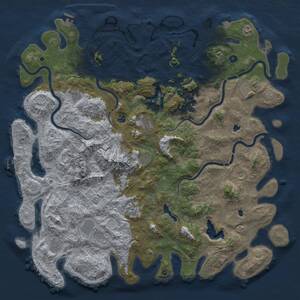 Thumbnail Rust Map: Procedural Map, Size: 5500, Seed: 250362858, 17 Monuments