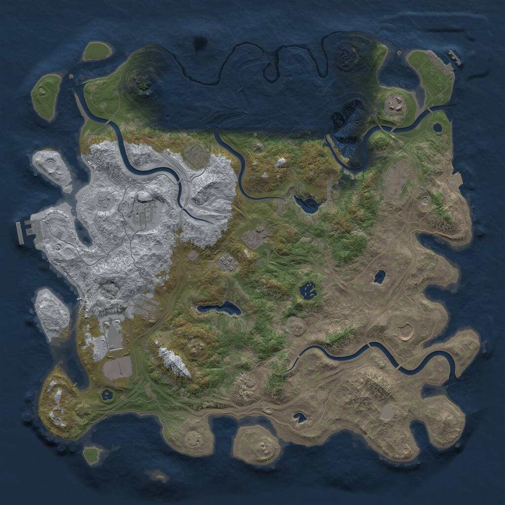 Rust Map: Procedural Map, Size: 4500, Seed: 1141758143, 17 Monuments