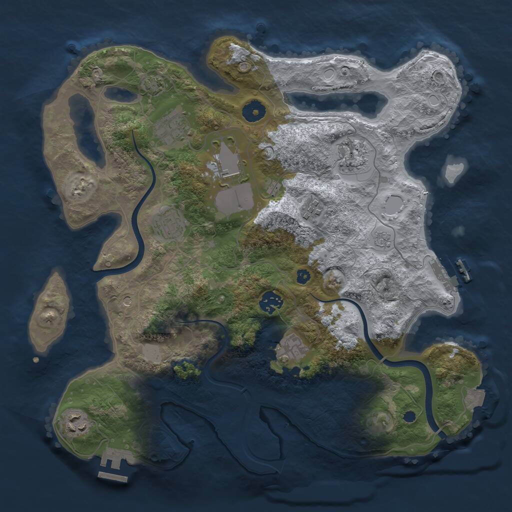 Rust Map: Procedural Map, Size: 3500, Seed: 574243732, 14 Monuments