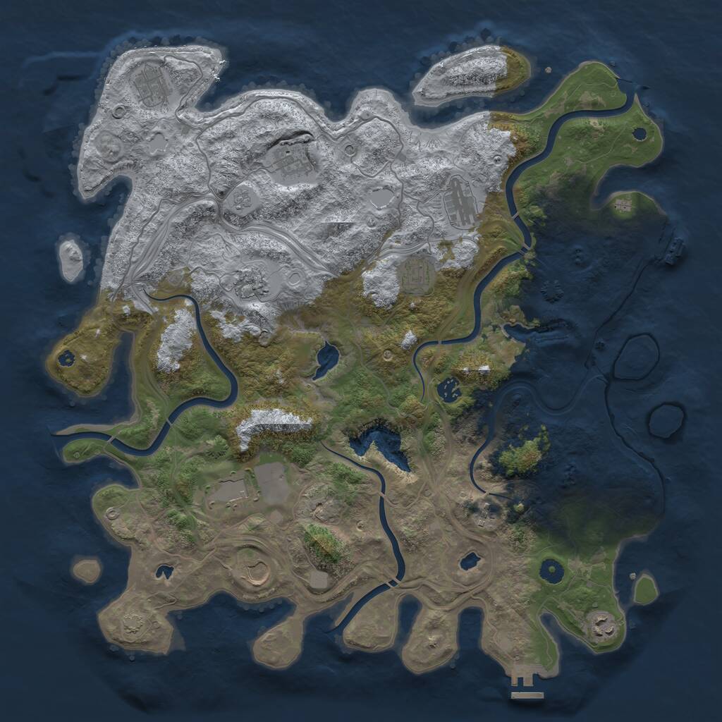 Rust Map: Procedural Map, Size: 4500, Seed: 17529683, 16 Monuments