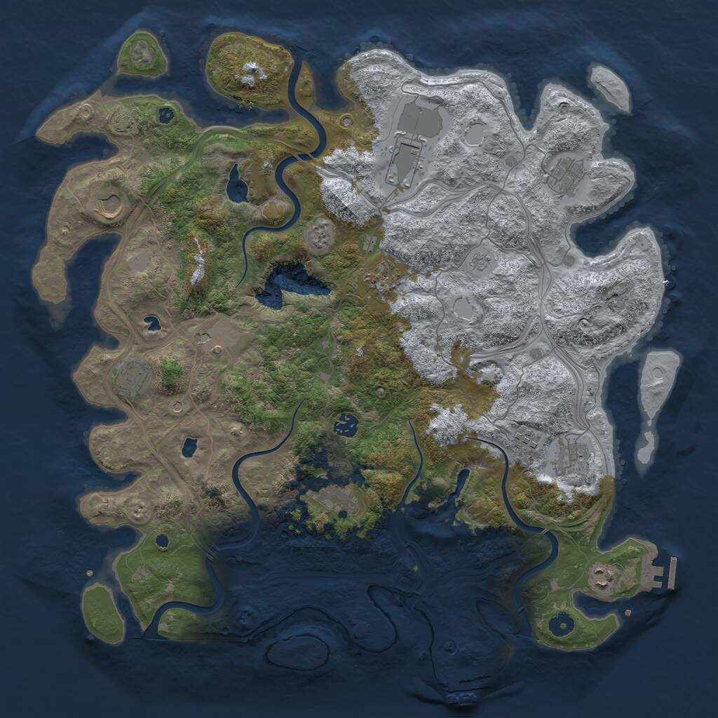 Rust Map: Procedural Map, Size: 4500, Seed: 1407912803, 17 Monuments