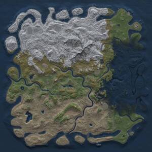 Thumbnail Rust Map: Procedural Map, Size: 6000, Seed: 1917468648, 17 Monuments