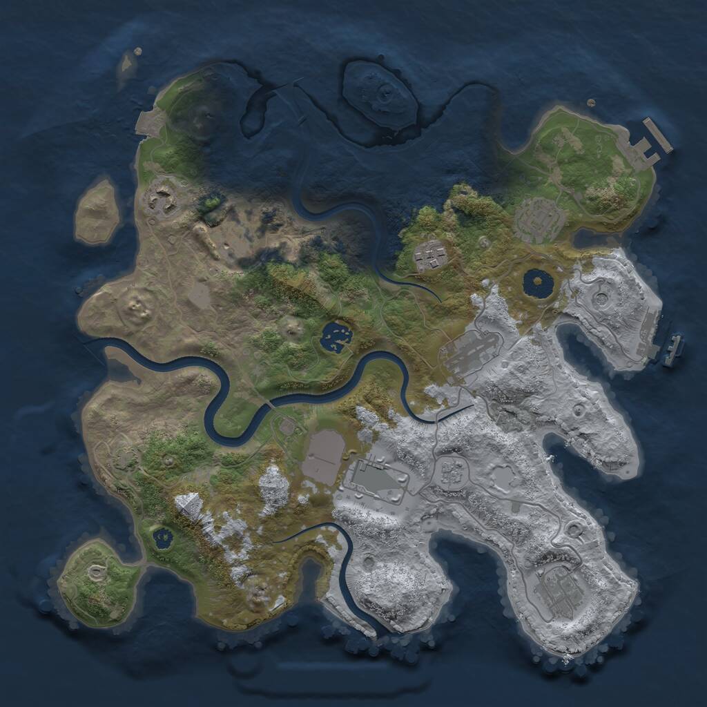 Rust Map: Procedural Map, Size: 3500, Seed: 1853571282, 14 Monuments