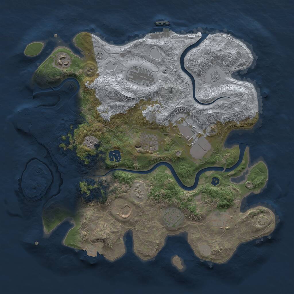 Rust Map: Procedural Map, Size: 3500, Seed: 61611, 15 Monuments