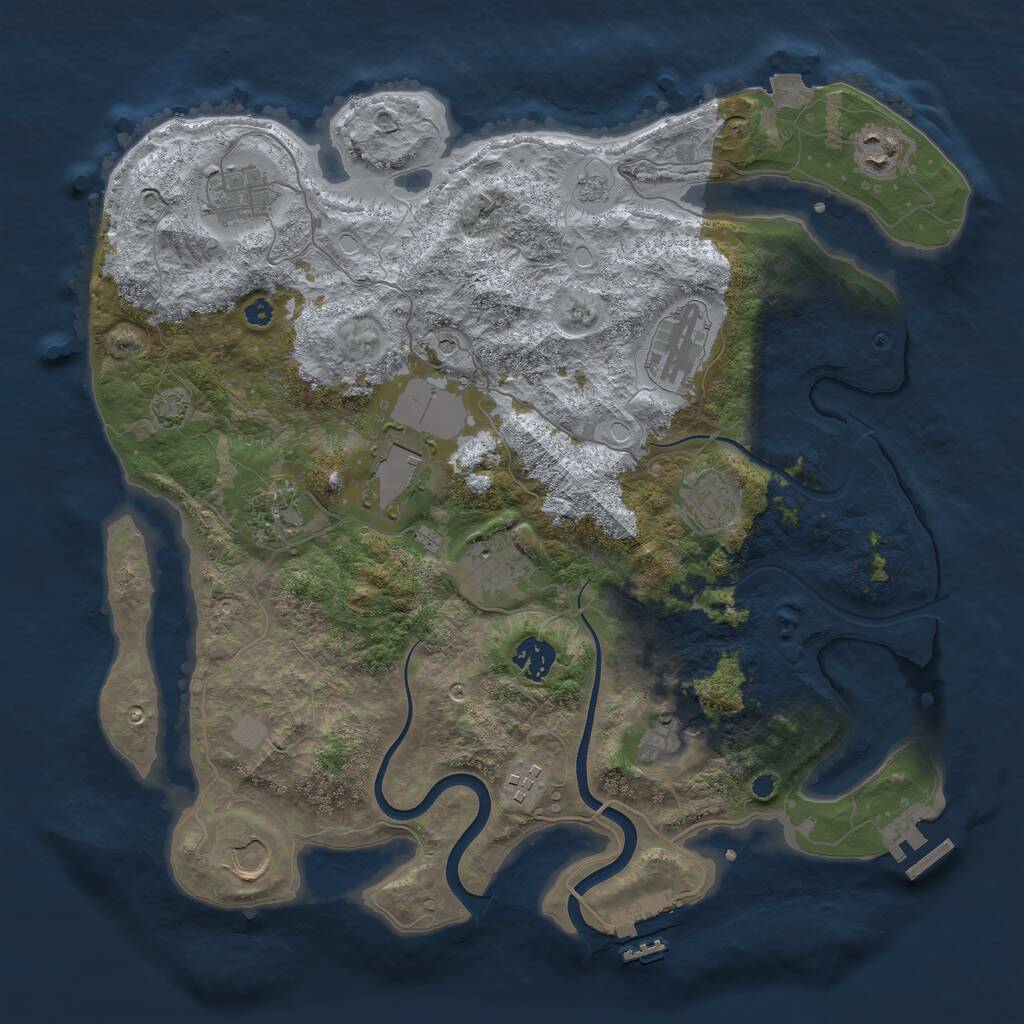 Rust Map: Procedural Map, Size: 3750, Seed: 163359599, 17 Monuments